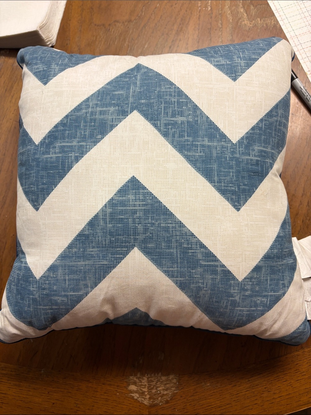 Geneva Blue and White Chevron Accent Pillow